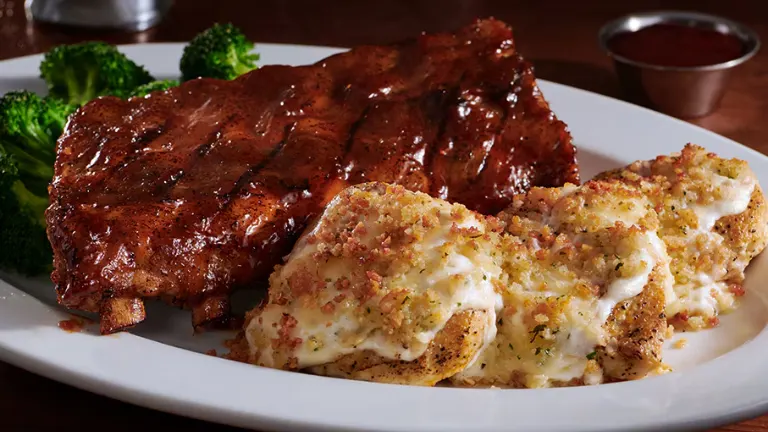 LongHorn Steakhouse Parmesan Crusted Chicken with Half-Rack Back Ribs Menu Price Picture